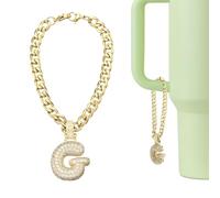QUARKZMAN Charme Lettre Pour Stanley Tumbler Cup, Accessoire Mignon Lettre g À Paillettes Strass Pour Tumbler Ou Autres Tasses À Poignée Pour Femmes, Or