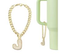 QUARKZMAN Charme Lettre Pour Stanley Tumbler Cup, Accessoire Mignon Lettre J Bulle Charme Nom ID Avec Strass Pailleté Pour Tumbler Ou Autres Tasses À Eau Avec Poignée Pour Femmes, Or