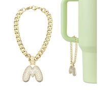 QUARKZMAN Charme Lettre Pour Stanley Tumbler Cup, Accessoire Mignon Lettre m Initiale Bulle Charme Nom ID Avec Strass Pailleté Pour Tumbler Ou Autres Tasses À Eau Avec Poignée Pour Femmes,