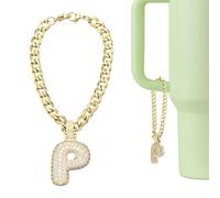 QUARKZMAN Charme Lettre Pour Stanley Tumbler Cup, Accessoire Mignon Lettre P À Bulles Avec Strass Pailletés Pour Tumbler Ou Autres Tasses À Eau Avec Poignée Pour Femmes, Or