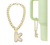 QUARKZMAN Charme Lettre Pour Stanley Tumbler Cup Accessoire Mignon Or | Lettre K Initiale Pailleté Strass Pour Tumbler Ou Autres Tasses Avec Poignée Pour Femmes