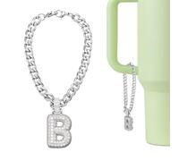 QUARKZMAN Charme Lettre Pour Stanley Tumbler Cup, Accessoires Mignons À Bulles Charme Lettre B Avec Strass Pailleté Pour Tumbler Ou Autres Tasses À Eau Avec Poignée Pour Femmes, Blanc