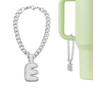 QUARKZMAN Charme Lettre Pour Stanley Tumbler Cup, Accessoires Mignons À Initiale E Charme Lettre Pailleté Nom ID Avec Strass Étincelant Pour Tumbler Ou Autres Tasses À Eau Avec Poignée Pour