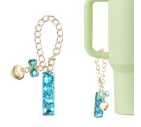 QUARKZMAN Charme Lettre pour Stanley Tumbler Cup Bleu | Charme Accessoire Initial Coeur Arc Avec Strass Pour Tumbler Ou Autres Tasses Avec Poignée Pour Femmes
