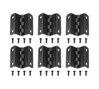QUARKZMAN Charnière 4 plis 41x12mm Fer Noir 6 pièces | Modèle rétro pour coffre, avec vis et 4 trous de montage, pour portes d'armoires en bois, placards, boîtes à joyaux