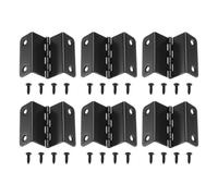 QUARKZMAN Charnière à 4 plis 41x15mm Lot de 6 Fer Noir Rétro | Pour coffre avec vis, 4 trous de montage, pour portes d'armoire en bois, armoires, boîtes à joyaux