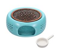 QUARKZMAN Chauffe-Thé en Céramique, Chauffe-Thé en Céramique avec Support en Alliage Et Bougie pour Chauffer Café Lait Eau Plat Résistant À La Chaleur pour Réchauffer Plats, Design Fenêtre