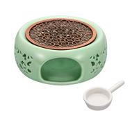 QUARKZMAN Chauffe-Théière en Céramique, Chauffe-Thé en Céramique Chauffe-Théière avec Support en Alliage Et Bougie pour Chauffer Café Lait Eau Plat Résistant À La Chaleur pour Réchauffer