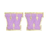 QUARKZMAN Chenille Letter Patches 2.2" Self Adhesive Alphabet W Stick On Embroidered Patch Sew On Letter Stickers Applique Pour Repairing Clothing Jeans Shoes Hats DIY(Purple, Pack Of 2)