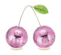 QUARKZMAN Cherry Disco Ball Decor, Boule Disco Double Miroir de 4 Pouces pour DJ Club Stage Bar Party Mariage Décoration de Maison Vacances, Rose