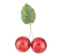 QUARKZMAN Cherry Disco Ball Decor, Boule Disco Double Miroir de 4 Pouces pour DJ Club Stage Bar Party Mariage Décoration de Maison Fête Vacances, Rouge