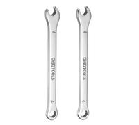 QUARKZMAN Clé Plate Lot de 2 Clés Mixtes Fines de 4 mm, Coudées à 6 Pans et à Fourche Coudée à 15°, en Acier Inoxydable 30Cr13, Polies et Trempées, pour Réparation Automobile