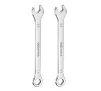 QUARKZMAN Clé Plate Lot de 2 Clés Mixtes Fines de 5,5 mm, Coudées à 6 Pans et à Fourche Coudée à 15°, en Acier Inoxydable 30Cr13, Polies et Trempées, pour Réparations Automobiles