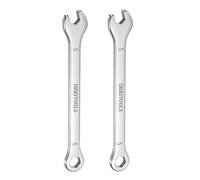 QUARKZMAN Clé Plate Lot de 2 Clés Mixtes Fines de 5 mm, Coudées à 6 Pans et à Fourche Coudée à 15°, en Acier Inoxydable 30Cr13, Polies et Trempées, pour Réparations Automobiles