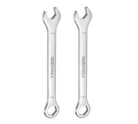 QUARKZMAN Clé Plate Lot de 2 Clés Mixtes Fines de 7 mm, Coudées à 6 Pans et à Fourche Coudée à 15°, en Acier Inoxydable 30Cr13, Polies et Trempées, pour Réparations Automobiles