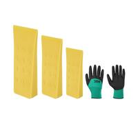 QUARKZMAN Coin Abattage en Plastique 3 Pcs Coin Forestier en Plastique ABS 150/200/250 mm pour Bois Coin d'Abattage avec Gants pour hocs Coins d'Abattage Jaune