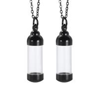 QUARKZMAN Collier À Fiole, 2pcs Pendentif À Fiole Mini Bouteilles Vides Avec Bouchon À Vis (1.67" H x 0.45" OD) Pour Urne Cendres Parfum Bijoux, Noir