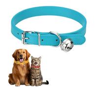 QUARKZMAN Collier Chien avec Clochette, Collier Chat en Cuir PU Basique Animaux de Compagnie Doux et Rembourré avec Boucle Réglable, 20" (Bleu Vif, 1 Pièce), Destiné aux Chiens de Type