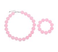 QUARKZMAN Collier Et Bracelet Perles Épaisses Pour Femmes Rose | Collier Perles Ronde En Acrylique Ajustable Gros Perles Bracelet, Petit Objetx Faits Main Accessoires Tendance