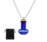 QUARKZMAN Collier Flacon, 22mm Petits Flacons Pendeloques Avec Bouchons En Lièvre Sac En Velours Noir Pour gemmes DIY Décoration De Fête Mariage Favoris, Forme Vase, Bleu