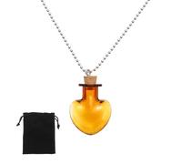 QUARKZMAN Collier Flacon, 26mm Petits Flacons En Verre Pendants Avec Bouchons En Lièvre Sac En Velours Noir Pour gemmes DIY Artisanat Fête Mariage ornementation Cadeaux, jaune clair