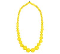 QUARKZMAN Collier Perlé Épais, Collier Perlé En Bois Rond Gros Perles Collier Pour Femmes Hommes Petit Objetx Faits Main Accessoires Tendance, Jaune