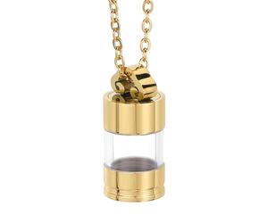 QUARKZMAN Collier Vial 0.98" H x 0.45" OD Pour Cendres Parfum gemmes Or | Pendentif Vial Mini Bouteilles Vides Pendentifs Avec Bouchon À Vis