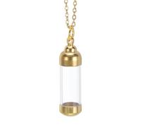 QUARKZMAN Collier Vial, Collier Pendentif Vial Mini Flacons Vides Pendentifs Avec Bouchon À Vis (1.67" H x 0.45" OD) Pour Urne Cendres Flacon Parfum Bijoux, Gold
