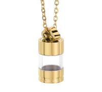 QUARKZMAN Collier Vial, Pendentif Vial Mini Bouteilles Vides Pendentifs Avec Bouchon À Vis (0.98" H x 0.45" OD) Pour Cendres Parfum gemmes, Or