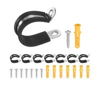 QUARKZMAN Colliers de Câble 15 Pièces 25mm Acier Inoxydable 304 Type R | Double Rivet avec Caoutchouc Amorti et Isolé, pour Tuyau, Conduit, Installation de Fil et Cordon, 0,98 po