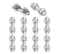 QUARKZMAN Colliers de Serrage pour Câble Simple M2 Serre Cable INOX Doubles en Acier Inoxydable 304, Clips de Fixation pour 1mm vers 1.8mm Diamètre Attache de Câble Métallique, 10Pcs