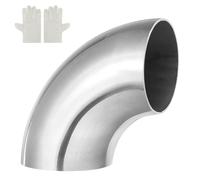 QUARKZMAN Coude Inox 60mm OD à 90 Degrés avec Gants de Soudage, 18 GA/1.2mm Épaisseur Acier Inoxydable 304 Coude d'Évacuation à 90° pour Système d'Évacuation, Rampe d'Escalier CVC