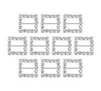 QUARKZMAN Curseur de Boucle Carrée en Strass, 20Pcs 15mm Boucle de Ruban de Cristal de Strass de Cuivre pour la Décoration de Vêtements Emballage Cadeau de Bricolage de Noël, Blanc