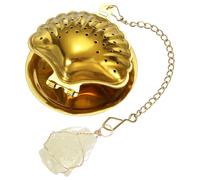 QUARKZMAN Cute Tea Infuser Ball, Shell Shape Stainless Steel Tea Infuser Ball Strainers With Citrine Crystal Pendant Chain & Drip Tray Loose Leaf Strainer Set For Mugs Cups Teapots, Gold