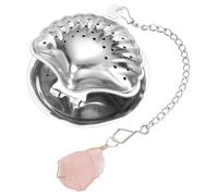 QUARKZMAN Cute Tea Infuser Ball, Shell Shape Stainless Steel Tea Infuser Ball Strainers With Pink Crystal Pendant Chain & Drip Tray Loose Leaf Set For Mugs Cups Teapots, Silver