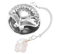 QUARKZMAN Cute Tea Infuser Ball, Shell Shape Stainless Steel Tea Infuser Ball Strainers With White Crystal Pendant Chain & Drip Tray Loose Leaf Set For Mugs Cups Teapots, Silver