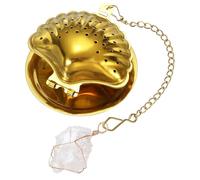 QUARKZMAN Cute Tea Infuser Ball, Shell Shape Stainless Steel Tea Infuser Ball Strainers With White Crystal Pendant Chain & Drip Tray Loose Leaf Strainer Set For Mugs Cups Teapots, Gold