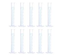 QUARKZMAN Cylindre Gradué en Plastique, Cylindre de Mesure de 50 ml, Béchers pour Tubes à Essai, Marquage Métrique sur les 2 Côtés, Base Hexagonale Transparente pour Laboratoire 10 Pièces