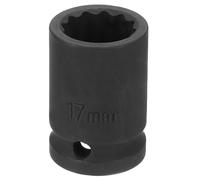 QUARKZMAN Douille à Choc à 12 Pans 1/2 Pouce Entraînement 17 mm Métrique Cr-V Douille Peu Profonde à Choc pour rou pour Réparation Automobile