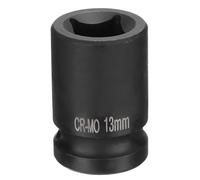 QUARKZMAN Douille à Choc Carrée 1/2" 13mm Métrique CR-MO 4 Pointe Standard Noircissante pour Outil Pneumatique de Réparation Automobile
