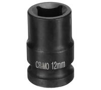 QUARKZMAN Douille à Choc Carrée 4 Pointe 1/2" Drive 12mm Métrique CR-MO Standard Noircissante pour Outil Pneumatique de Réparation Automobile