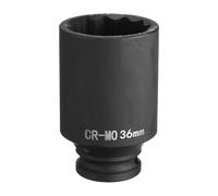 QUARKZMAN Douille à Choc pour Écrou D'Essieu de Broche en Acier Allié Au Molybdène Chromé Métrique de 36 mm, 1/2 Pouce D'Entraînement à 12 Points