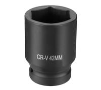 QUARKZMAN Douille À Chocs 6 Points 1" Entraînement 42mm Métrique Douille CR-V Acier Axe Broche Douilles Hex Pour Machine Écrous Boulons Réparation, Noir