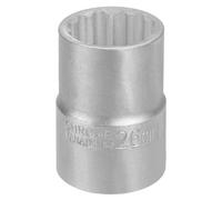 QUARKZMAN Douille d'Impact 12Points 3/4" Carré 26mm Courte 55mm | Acier 40CrV, Placage Zinc, pour Réparation d'Écrous et Boulons Auto Maison