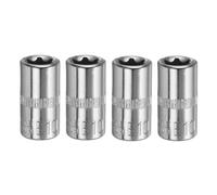 QUARKZMAN Douilles E-Torx 1/4" attache E10 Cr-V 6 cannelures L 1" 4pcs | Torx Externes Profondes, Douille Femelle Étoile, Pour Réparations Auto, Entretien Domestique, Bricolage
