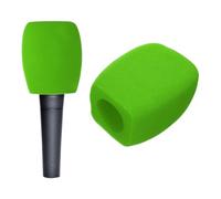 QUARKZMAN Écran anti-vent en mousse vert carré à main pour microphone | Manchon filtrant réutilisable, pour entretiens, enregistrement, performances scéniques