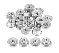QUARKZMAN Écrous à Embase Hexagonale Crantée #10-24, 20 Pièces en Acier Inoxydable 304, Écrou à Embase Hexagonale Antidérapant, Filetage Complet, Finition Lumineuse, Argenté,