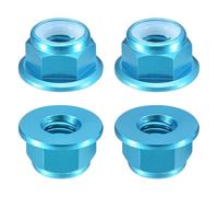 QUARKZMAN Écrous Hexagonaux À Insert Nylon, 4pcs - M5 x 0.8mm Alliage D'Aluminium Écrou Auto-Bloquant, Écrou À Collerette Anodisé Pour Fixations (Bleu Ciel)