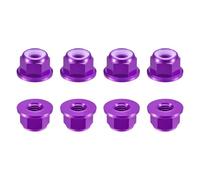 QUARKZMAN Écrous Hexagonaux Auto-Serrants Avec Insert Nylon, 8pcs - M8 x 1.25mm Écrous Auto-Bloquants En Alliage D'Aluminium, Écrous À Collerette Anodisés Pour Fixations (Violet)