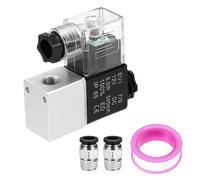 QUARKZMAN Electrovanne Pneumatique, 1/8 Inch NPT 12VDC 2 Voies Normalement Fermee En Aluminium Electrovanne A Air Avec Connecteur Et Ruban